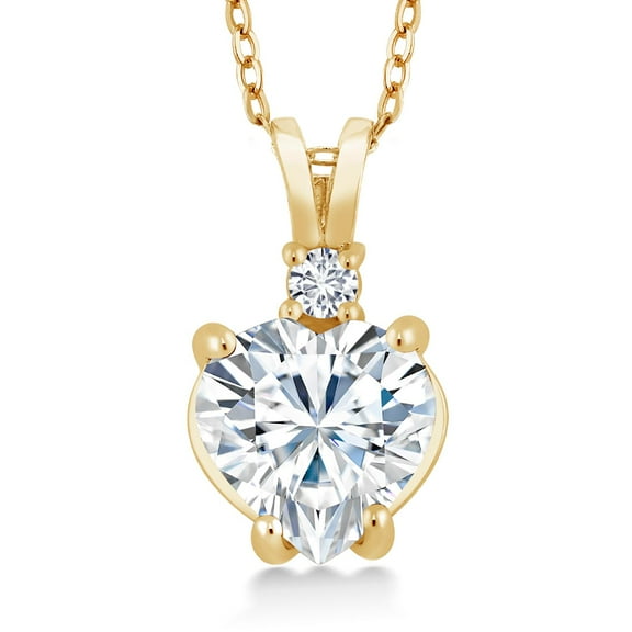 Gem Stone King 14K Yellow Gold IGI Certified Lab Grown Diamond Heart Pendant Necklace for Women | Heart Shape 2 Ct | F-G Color | VS Clarity | with 18 inch Chain