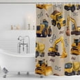 thumbnail image 3 of Construction Truck Shower Curtain, Waterproof Shower Curtains for Bathroom, Cartoon Grips and Bulldozers Beige Washable Fabric Bathtub Curtain Set Bath Decor with 12 Hooks Standard 72"x72", 3 of 8