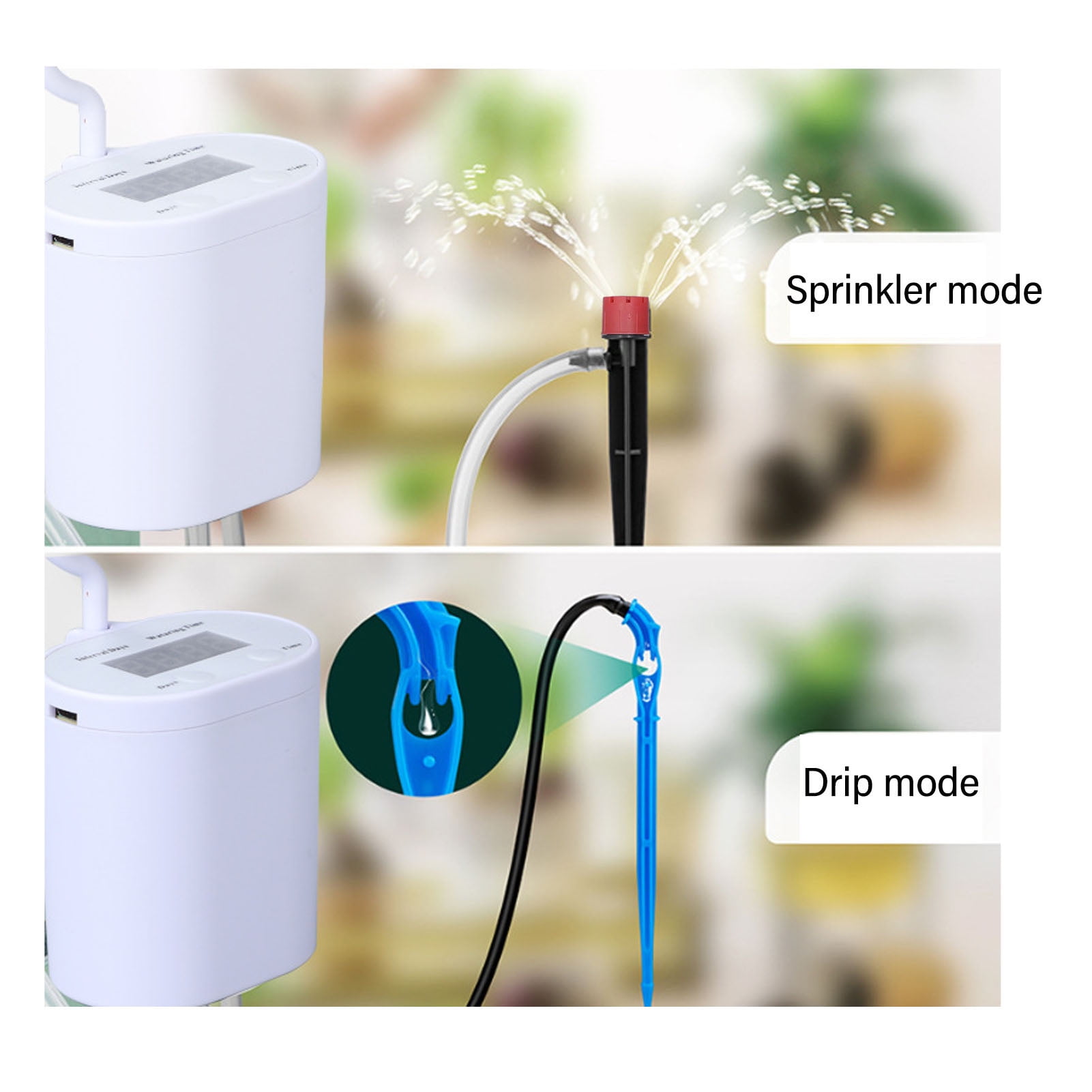 Yajisi Automatic Drip Irrigation Kit for Indoor Potted Plants, 2-Pot Sprinkler Watering System with Timer, White (5.91 inches / 15 cm Length)