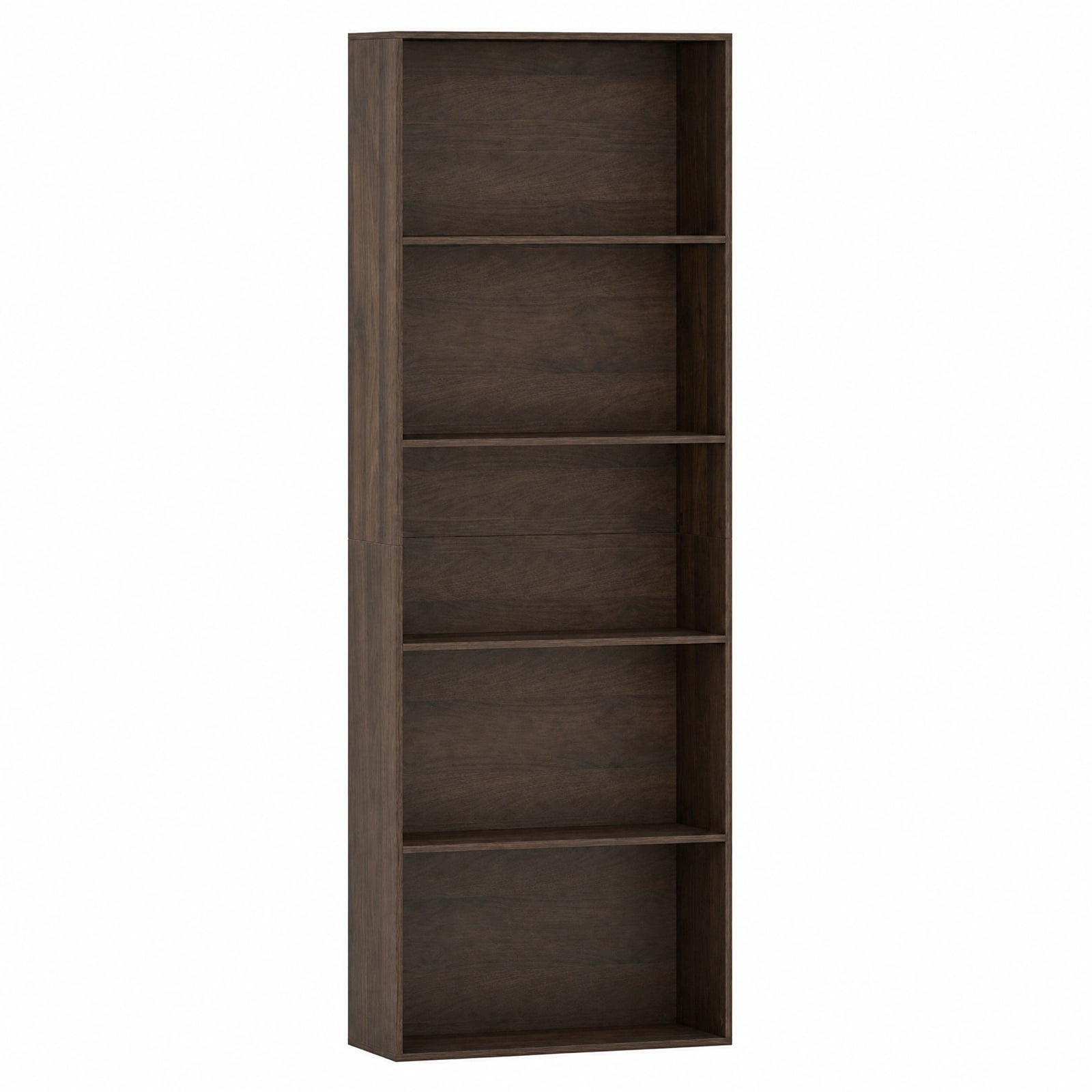 Furnibear 5-Tier Bookshelf Open Bookcase Freestanding Display Shelf Storage Organizer-Dark Walnut for Living Room Home Office Bedroom, Dark Brown