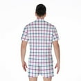 thumbnail image 2 of Blue And Purple Tattersall Pattern Short Sleeve Men'S Rompers Casual Summer Jumpsuits Outfit, 2 of 4