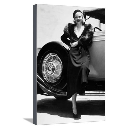 Harlow Canvas Print - American Actress Jean Harlow (1911-1937) Posing Near a Car Stretched Canvas Print Wall Art