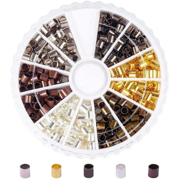 420Pcs 3mm Brass Tube Crimp Beads Cord End Caps for DIY Jewelry Making