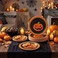 thumbnail image 6 of 7" Halloween Party Paper Plates Pumpkin Face Disposable Round Dinnerware for Holiday Gatherings and Table Settings 10 Pack, 6 of 6