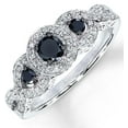 thumbnail image 2 of Trilogy 2.25 Carat Sapphire And Moissanite Diamond Halo Engagement Ring in 10k White Gold, 2 of 3