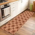thumbnail image 2 of Orange Brown Flowers 2'x6' Runner Rugs for Hallway Kitchen Bedside Non Slip Washable, Farmhouse Retro Abstract Floral Entryway Rug Runners with Rubber Backing, Long Carpet Runner for Laundry Room, 2 of 8