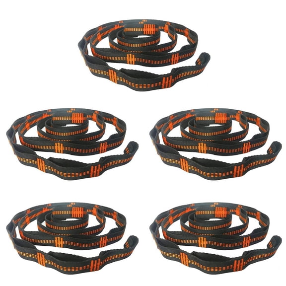 5X Outdoor Hammock Tree Straps Tree Tie Rope High Load-Bearing Nylon Webbing Rock Climbing Flat Belt Cover Orange