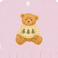 thumbnail image 4 of Inktastic Vintage Teddy Bear in Sweater with Christmas Trees Girls Toddler Dress, 4 of 5