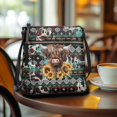 thumbnail image 3 of HELLHERO Highland Cow Sunflowers Shoulder Bag, Water-Resistant Purse Satchel PU Leather Adjustable Shoulder Strap Crossbody Bag for Outdoor Activities Weekend Activities, 3 of 7