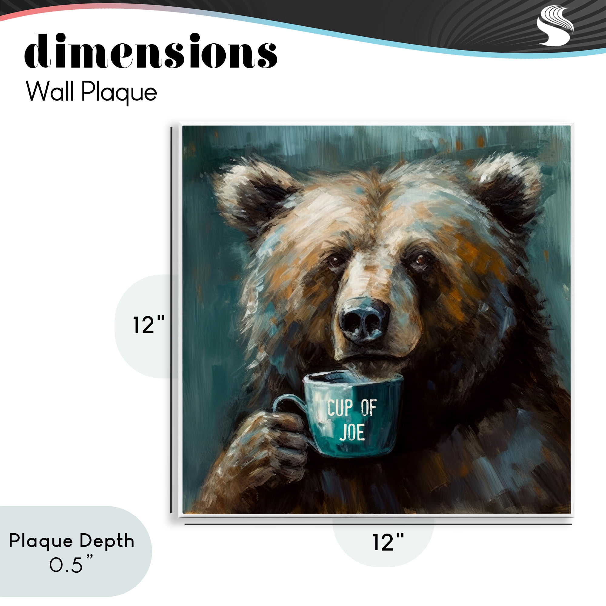 Stupell Industries Bear with Cup Of Joe Wall Plaque Art, design by Tina LeCour