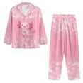 thumbnail image 4 of SCRAWLGOD Cartoon Axolotl Pajamas Women Long Sleeve Button Pjs for Women 2 Piece Size XS V-Neck Ladies Pajama Sets Lightweight Loungewear Pj Sets Woman, 4 of 7