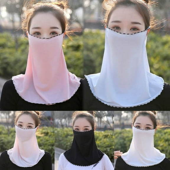 Cheers.US Women Chiffon Neck Scarf Bandana Sun Protection Face Cover Chiffon Neck Gaiter