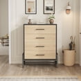 thumbnail image 2 of Commode à 4 Tiroirs pour Chambre, Commode Haute de 38,6 Pouces, Tiroir Haut avec Rangement Autoportant, Coffre de Rangement en Bois pour Garde-Robe pour Salon, Chambre, Entrée, 2 of 9