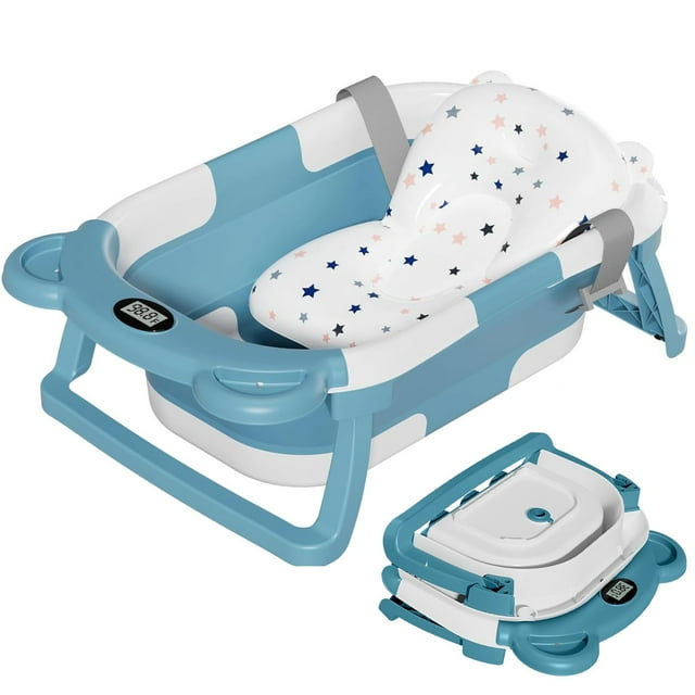 Bañera plegable TPN para bebés con monitor de temperatura y cojín