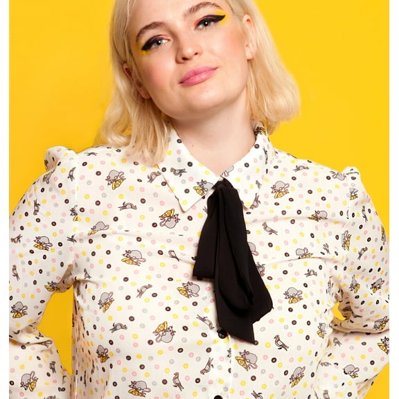 NYC Printed Bow Blouse