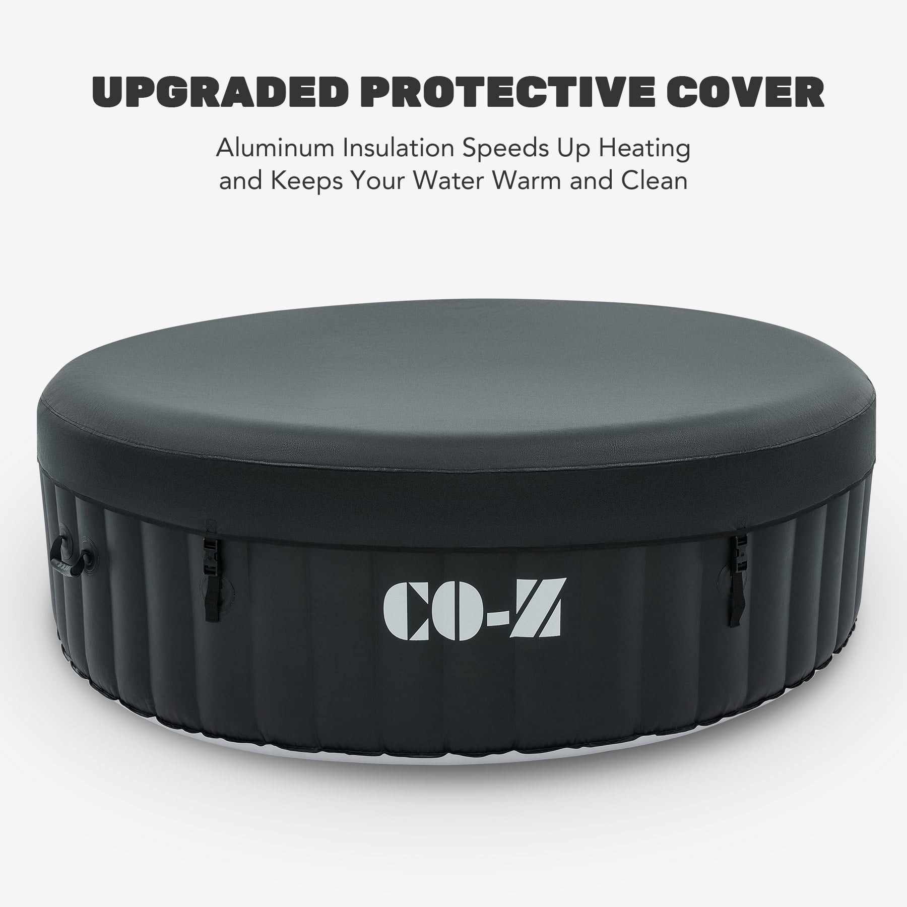 CO-Z 4-6 Person 7ft Inflatable Hot Tub Pool with Massage Jets and All Accessories Black