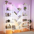 thumbnail image 3 of Triple 5-Tier Bookshelf with LED Lights for Living Room, 17 Open Shelves Large Bookcase with App Control RGB Light Strip, Modern Tree Design Storage Shelf with Metal Frame, White, 3 of 9