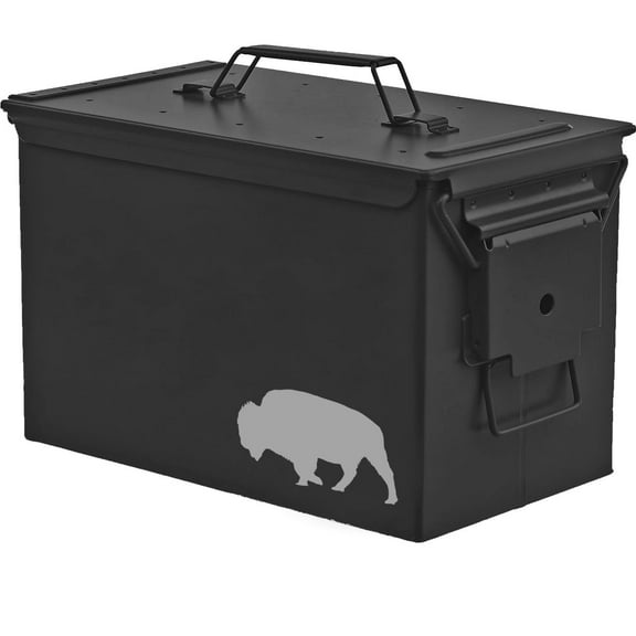 Steel Ammo Can Storage Box Ammunition Case Buffalo (50cal, Black)