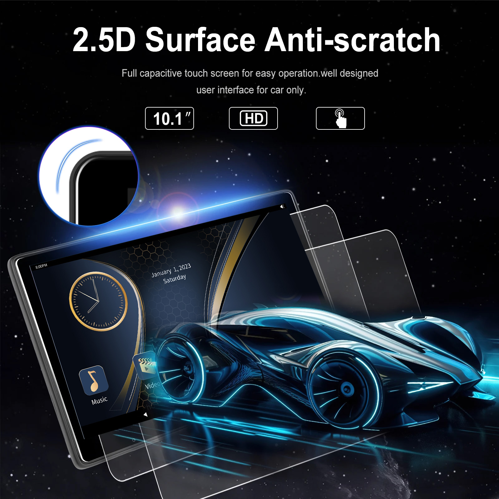 13.3 Inch Car Headrest Video Player 2-Pack – WiFi, Android 10.0, 4K, 32GB – Open Box Ready To Go