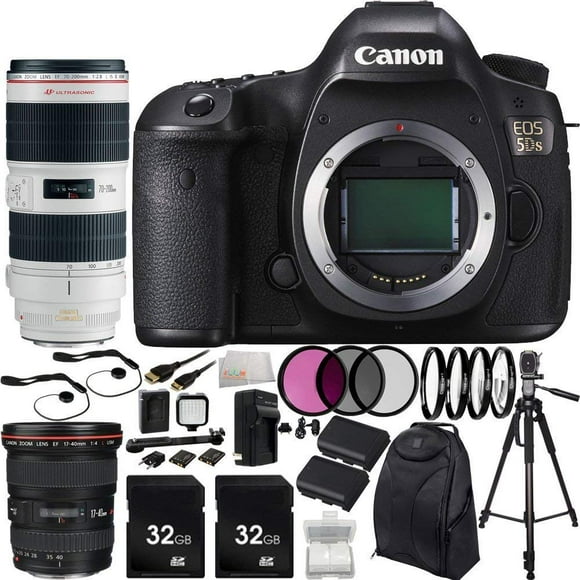 Canon EOS 5DS DSLR Camera with Canon EF 17-40mm f/4L USM Lens & EF 70-200mm f/2.8L IS II USM Lens Bundle. Includes 2 32GB Memory Cards + 2 Replacement LP-E6 Batteries + AC/DC Rapid Home & Travel Charg