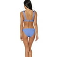 thumbnail image 4 of JESSICA SIMPSON Women's Blue Stretch Smocked Removable Cups Lined Deep V Neck Tie Swimsuit Top M, 4 of 4