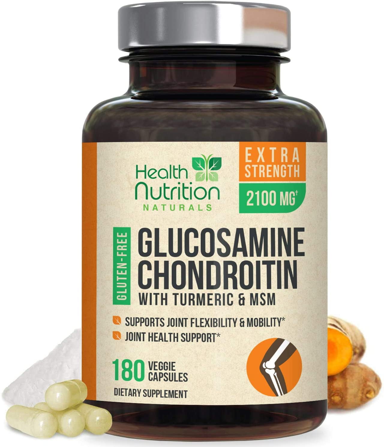 Health Nutrition Glucosamine with Chondroitin Turmeric MSM, 2100mg, 180 Ct. Health Nutrition Glucosamine with Chondroitin Turmeric MSM, 2100mg, 180 Ct.