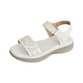 thumbnail image 2 of Womens Sandles Women's Fashion Casual Spring And Summer Comfortable Solid Color Hollow Pattern Round Head Open Toe One-Line Buckle Thick-Soled Sandals White, 2 of 9