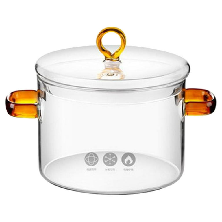upkoch UPKOcH clear glass cooking Pot Heat Resistant Stovetop Pot cooking  Saucepan Multi-Function Stew Pot for Home Kitchen Restaurant