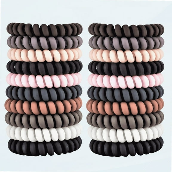 30Pcs Spiral Hair Ties No Crease Traceless Phone Cord Matte Ponytail Holder Coil Scrunchies Plastic Hair Coils For Women Girls (Matte10 Color-Large Size)