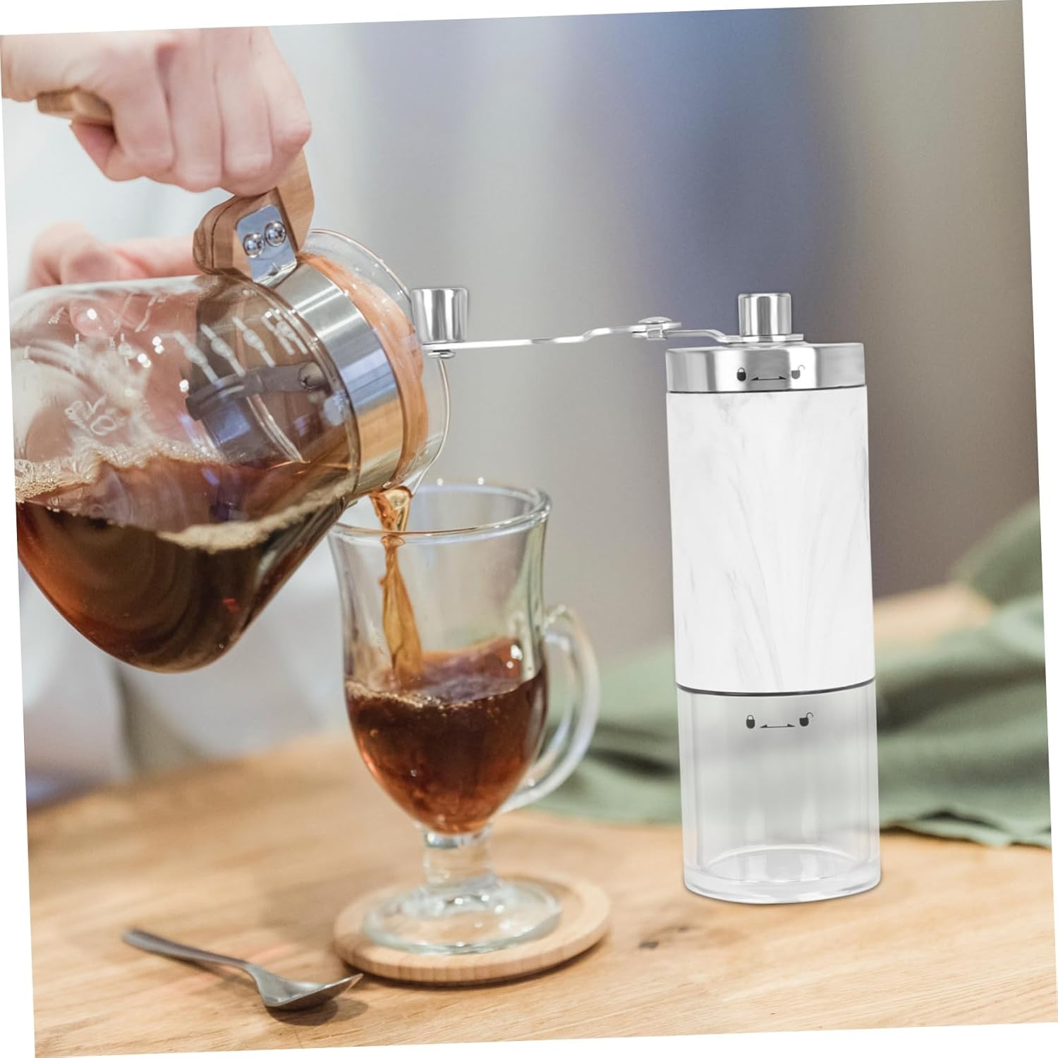 Manual Coffee Grinder Stainless Steel Hand Mill Compact Bean Grinding Tool for Home Office Travel Brewing