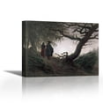 thumbnail image 1 of Man and Woman Contemplating The Moon - Contemporary Fine Art Giclee on Canvas Gallery Wrap - wall décor - Art painting - 36 x 28 Inch - Ready to Hang, 1 of 2