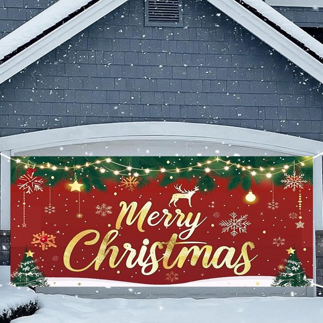 Banderín Navideño Para Puerta De Garaje. Gran Cubierta Colgante Para Puerta. Decoración Navideña Para Pared De Garaje. Decoración Exterior Para Fiestas.