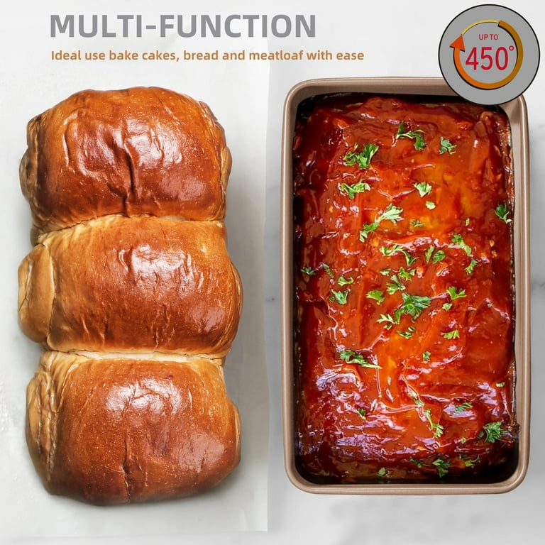 HONGBAKE 2-in-1 Meatloaf Pan with Drainer, Nonstick Loaf Pans with