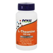 NOW Foods Theanine 100 mg, 90 Vegetarian Capsules-2 Pack
