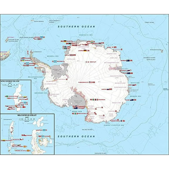 Iconic Arts Antarctica Station Map 20" x 17" Poster