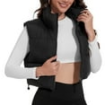 thumbnail image 2 of Women’s Crop Puffer Vest Stand Collar Sleeveless Zip Up Vest Lightweight Padded Gilet, 2 of 8