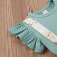 thumbnail image 4 of Seyurigaoka Baby Girl's O-neck Flying Sleeve Tops + Suspender Shorts + Headband Set, 4 of 8