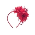 thumbnail image 2 of Diadema de nailon con flores, cintas de malla, plumas y clip para fiesta de té. Ideal para niñas y mujeres., 2 of 6