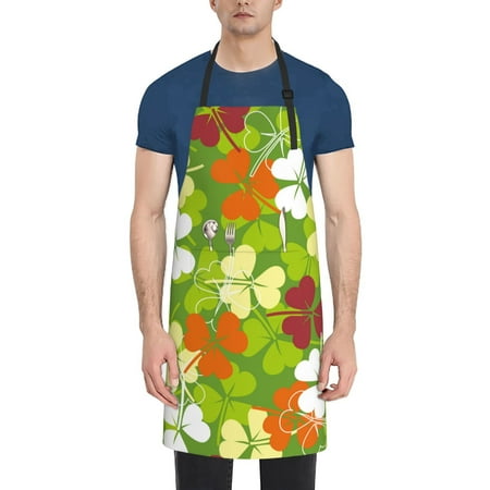 

Tebeau St. Patrick s Day3 Print Waterproof Cooking Aprons Adjustable Bib Soft Chef Apron with 2 Pockets for Men Women