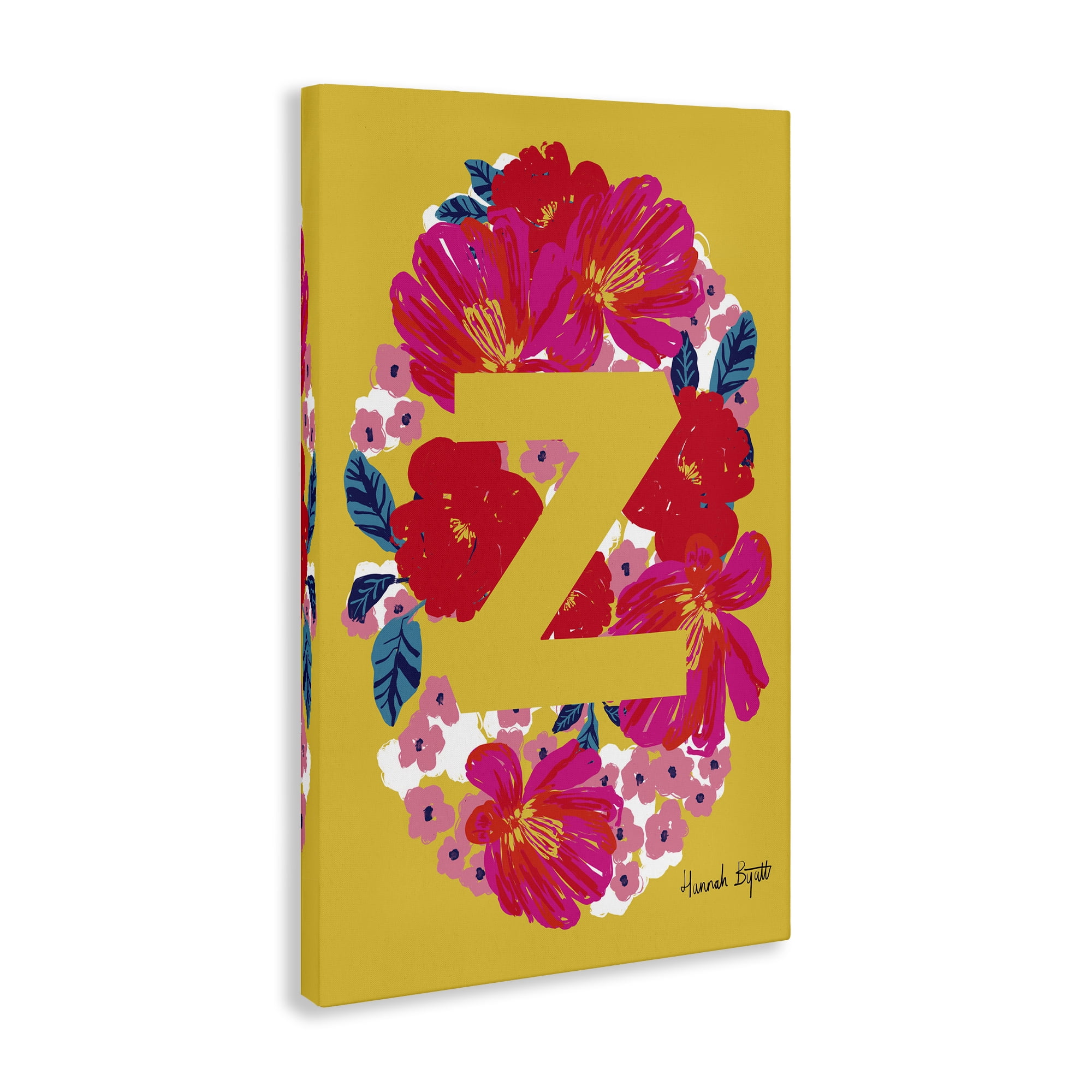Stupell Industries Floral Bloom Letter Z Botanical & Floral Painting Gallery Wrapped Canvas Art Print Wall Art, 30 x 45