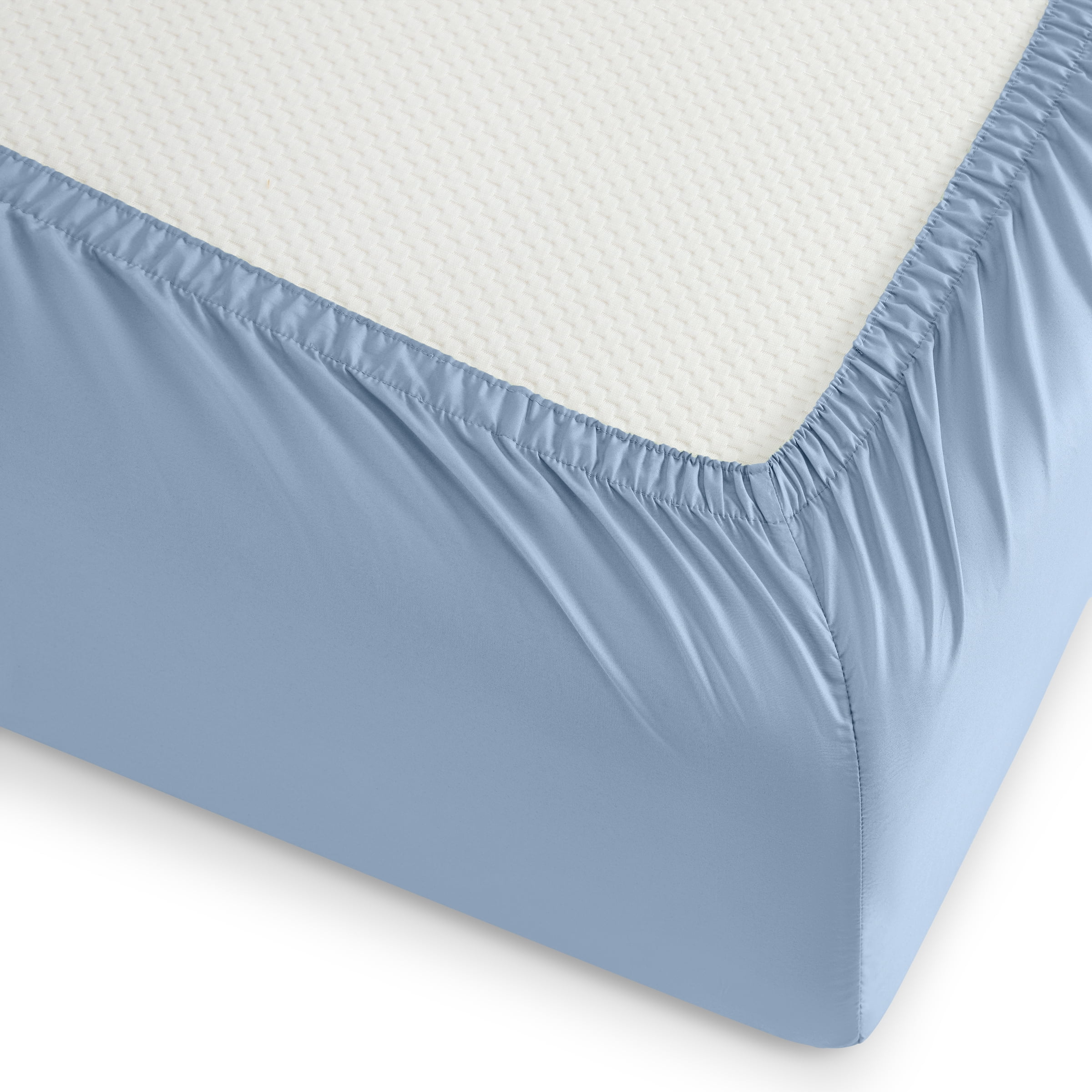 Wamsutta 1846 4-Piece 400 Thread Count Faded Denim Egyptian Giza Cotton Percale Bed Sheets, King-Deep Pocket