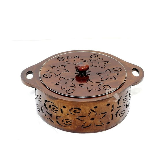Hot Box for Kitchen Hot Pot Roti Box with Stainless Steel Hot Food Easy to Store| Wooden Casserole Box for Roti |