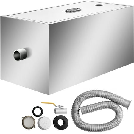 VEVORCommercial Grease Interceptor, 6 GPM Commercial Grease Trap,Stainless Steel 8lbs Under Sink Grease Trap W/ Top & Side Inlet