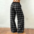thumbnail image 6 of Gamivast Checkered Pants Women Loose Fit Elastic Drawstring Waist Plaid Print Lounge Pants Soft Breathable Wide Leg Lounge Pants Casual Pajama Outfits, 6 of 9