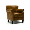 thumbnail image 2 of Mid Century Throne Chair with Nailhead Design, Modern Accent Wingback Chair with Padded Seating and Wood Legs for Home,  Club, Bedroom, Living Room, Camel, 2 of 8