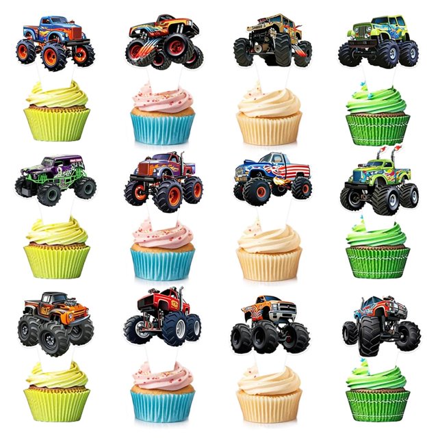 Decoración para cupcakes Pretyps Monster Truck, 24 piezas