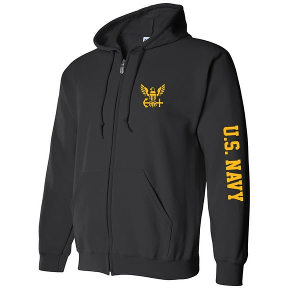 U.S. Navy Gold Sleeve Print Full-Zip Hooded Sweatshirt