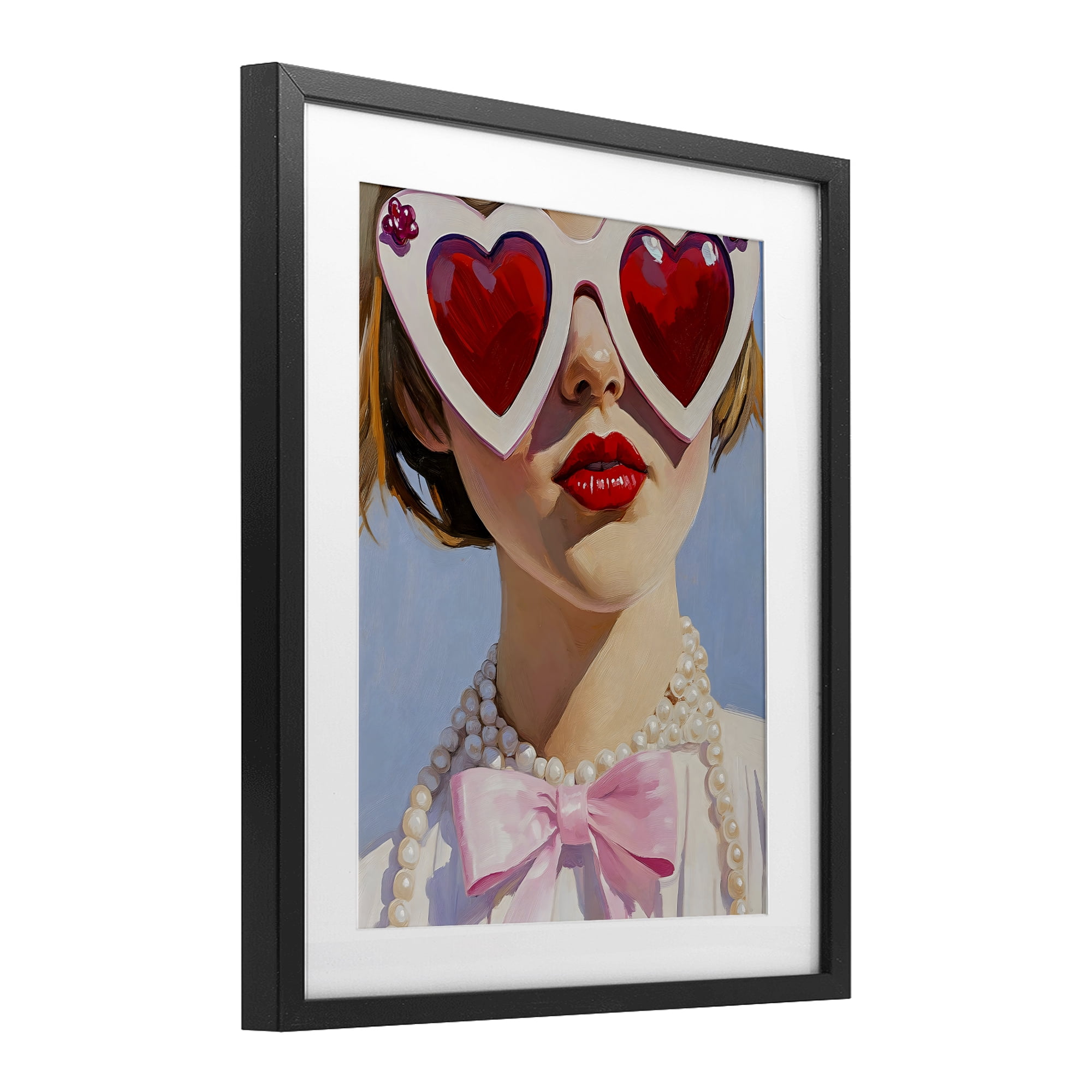 Stupell Industries Romantic Red Heart Glasses Black Framed Print Under Glass, design by The Prints Vibe