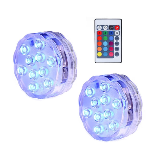 BKER Remote Control Submersible LED Pool Light 10 Color Changing Lights For Above Ground Pools Hot Tubs & Parties Battery Operated Decorative Lighting