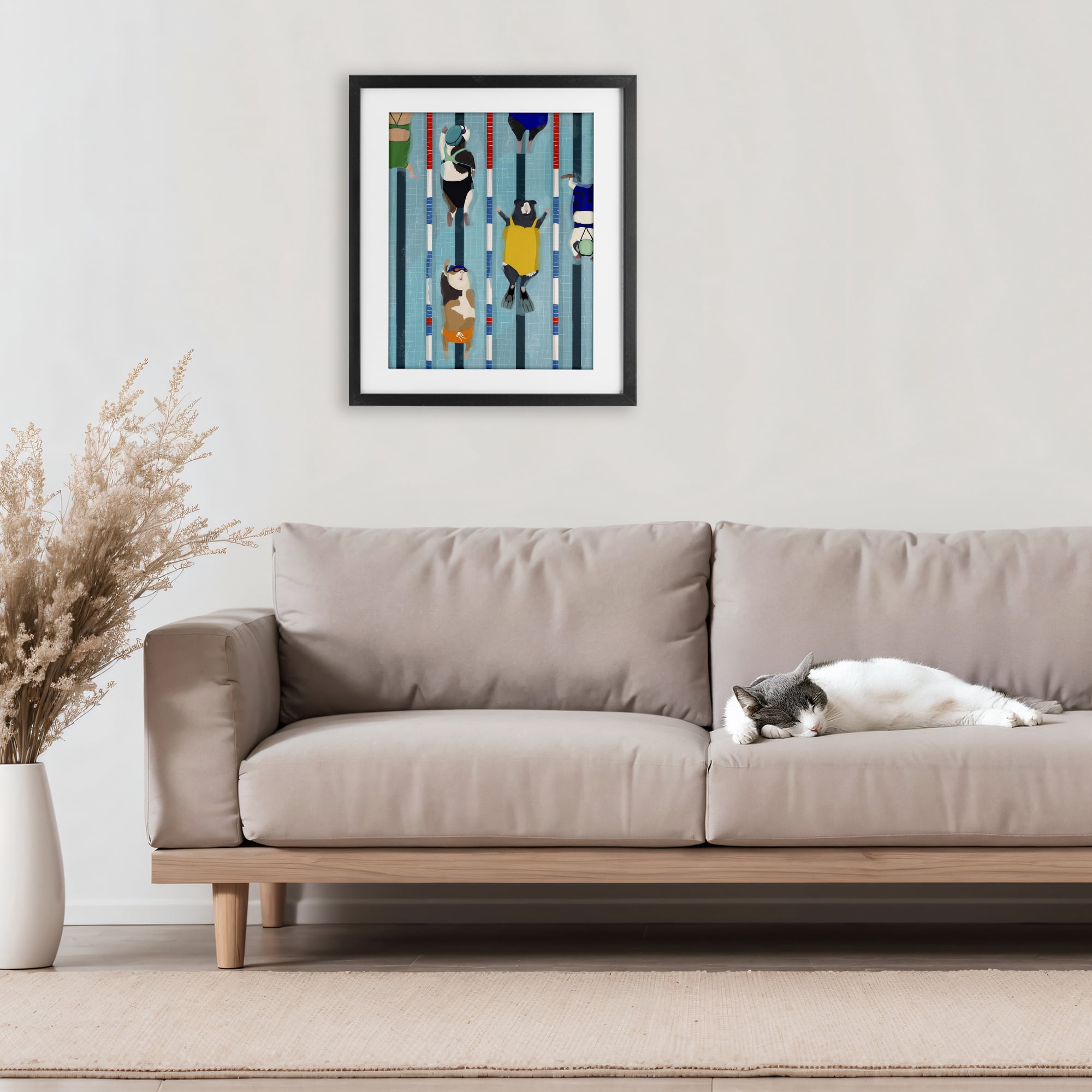 Stupell Industries Guinea Pigs at Lido Black Framed Print Under Glass, design by Hanna Melin